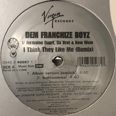 画像1: Dem Franchise Boyz feat. Jermaine Dupri, Da Brat & Bow Wow - I Think They Like Me (Remix) (12'')