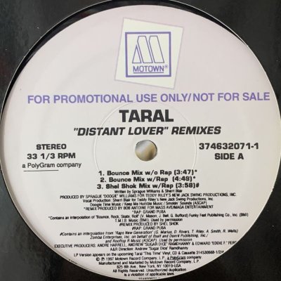 画像1: Taral - Distant Lover (Remixes) (b/w How Can I Get Over You ) (12'')