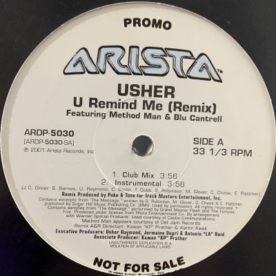 画像1: Usher feat. Blu Cantrell & Method Man - U Remind Me (Trackmasters Remix) (12'')