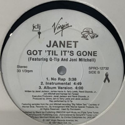 画像1: Janet Jackson feat. Q-Tip & Joni Mitchell - Got 'Til It's Gone (12'') (US Promo !!)
