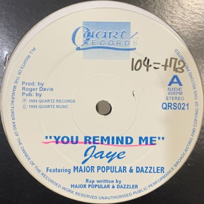 画像1: Jaye feat. Major Popular & Dazzler - You Remind Me (12'')