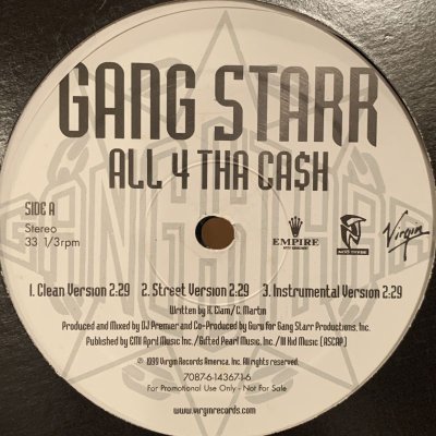 画像1: Gang Starr - All 4 Tha Cash (b/w The ? Remainz) (12'')