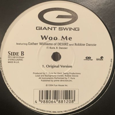 画像1: Giant Swing feat. Esther Williams of Desire & Robbie Danzie - Woo Me (1999 Remix) (12'') (キレイ！)