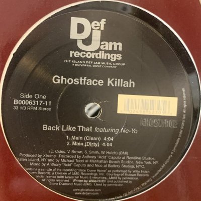 画像1: Ghostface Killah feat. Ne-Yo - Back Like That (12'') (キレイ！)