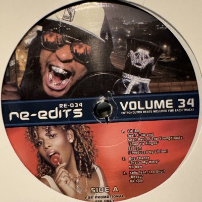 画像1: Various - Re-Edits Volume 34 (inc. Notorious B.I.G. feat. Nelly, P. Diddy, Jagged Edge & Avery Storm - Nasty Girl, Lil' Jon feat. E-40 & Sean Paul - Snap Ya Fingas, Chris Brown - Gimme That, Kelis feat. Too Short - Bossy and more) (12'')