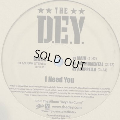 画像1: The D.E.Y. -  I Need You (b/w I Miss You) (12'')