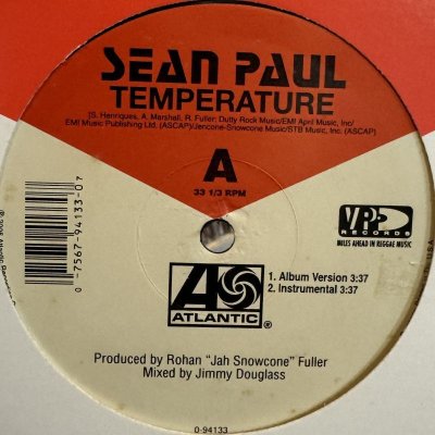 画像1: Sean Paul - Temperature (b/w Breakout) (12'') (キレイ！)