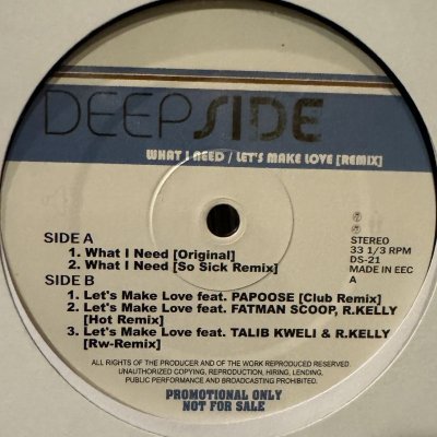 画像1: Deep Side - What I Need (So Sick Remix) (b/w Let's Make Love Hot Remix) (12'')