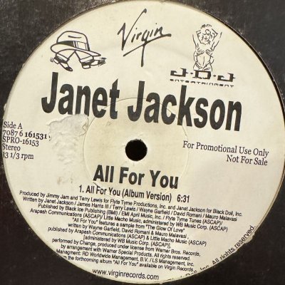 画像1: Janet Jackson - All For You (12'') (US Promo !!)