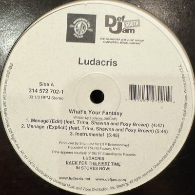 画像1: Ludacris - What's Your Fantasy / Ho (12'')