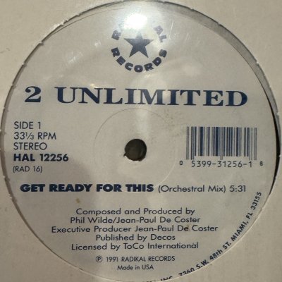 画像1: 2 Unlimited - Get Ready For This (12'')