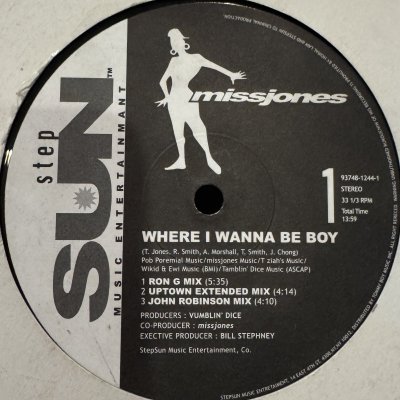 画像1: Miss Jones - Where I Wanna Be Boy (The G-Man Mix, Uptoen Extended Mix) (12'')