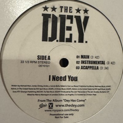 画像1: The D.E.Y. -  I Need You (b/w I Miss You) (12'')