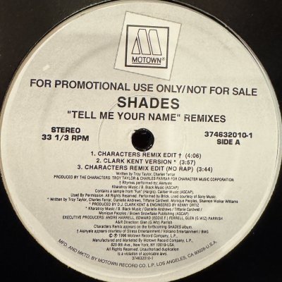 画像1: Shades - Tell Me Your Name (Remixes) (12'')