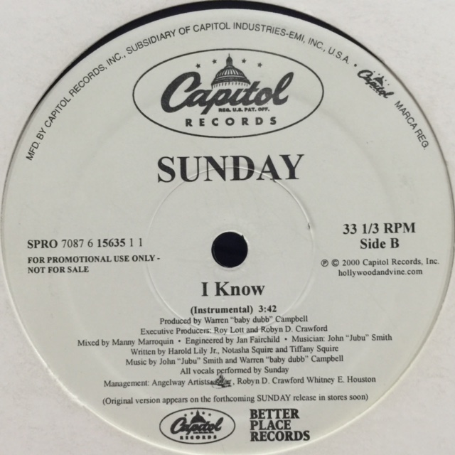 Sunday - I Know (12'') - FATMAN RECORDS