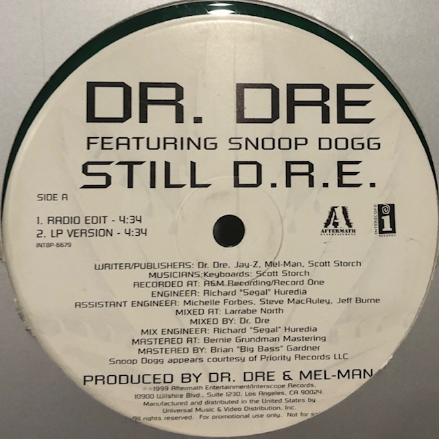 Dr. Dre feat. Snoop Dogg - Still D.R.E. (12'') (US Promo ...