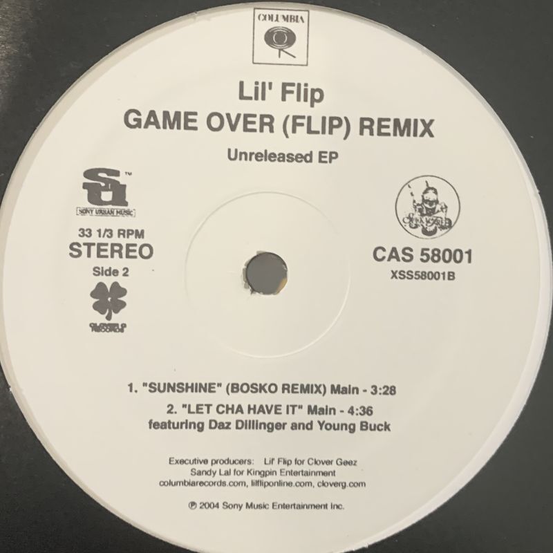 Lil Flip Sunshine Bosco Remix B W Game Over West Coast Remix 12 新品！！ Fatman Records