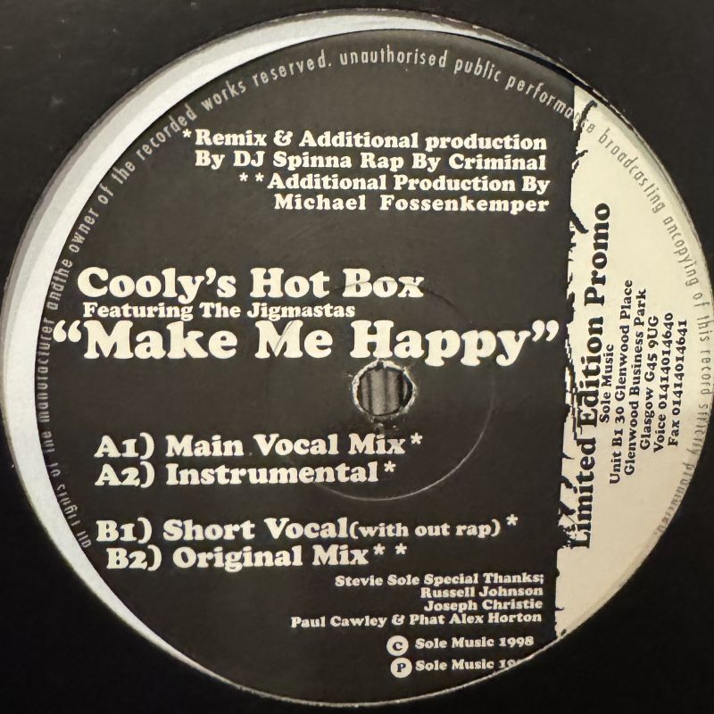 Cooly's Hot Box - Make Me Happy (12'')