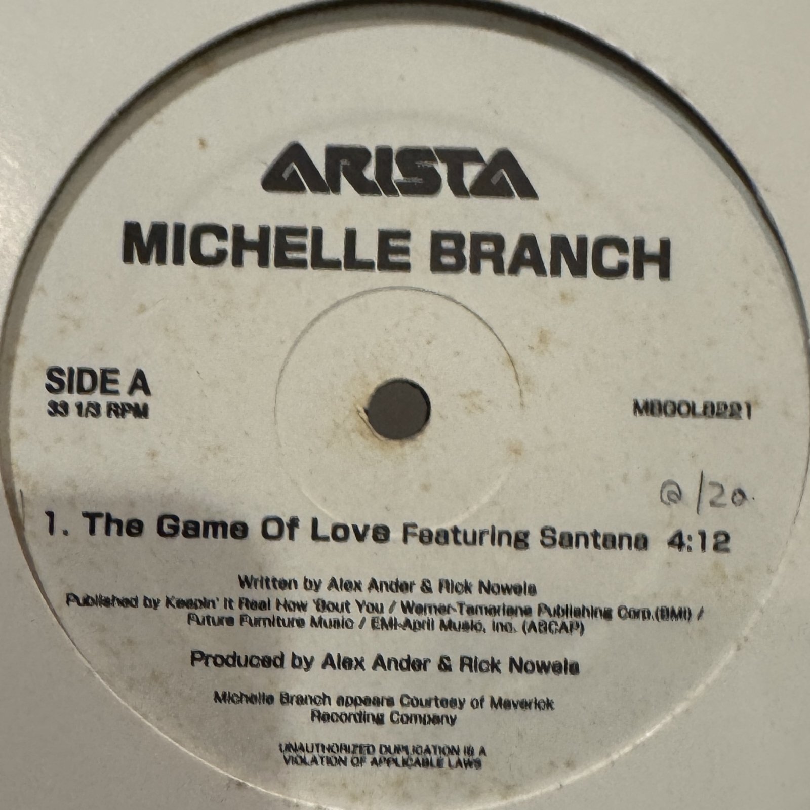 Michelle Branch & Santana - The Game Of Love (b/w I'm Feeling You) (12'')