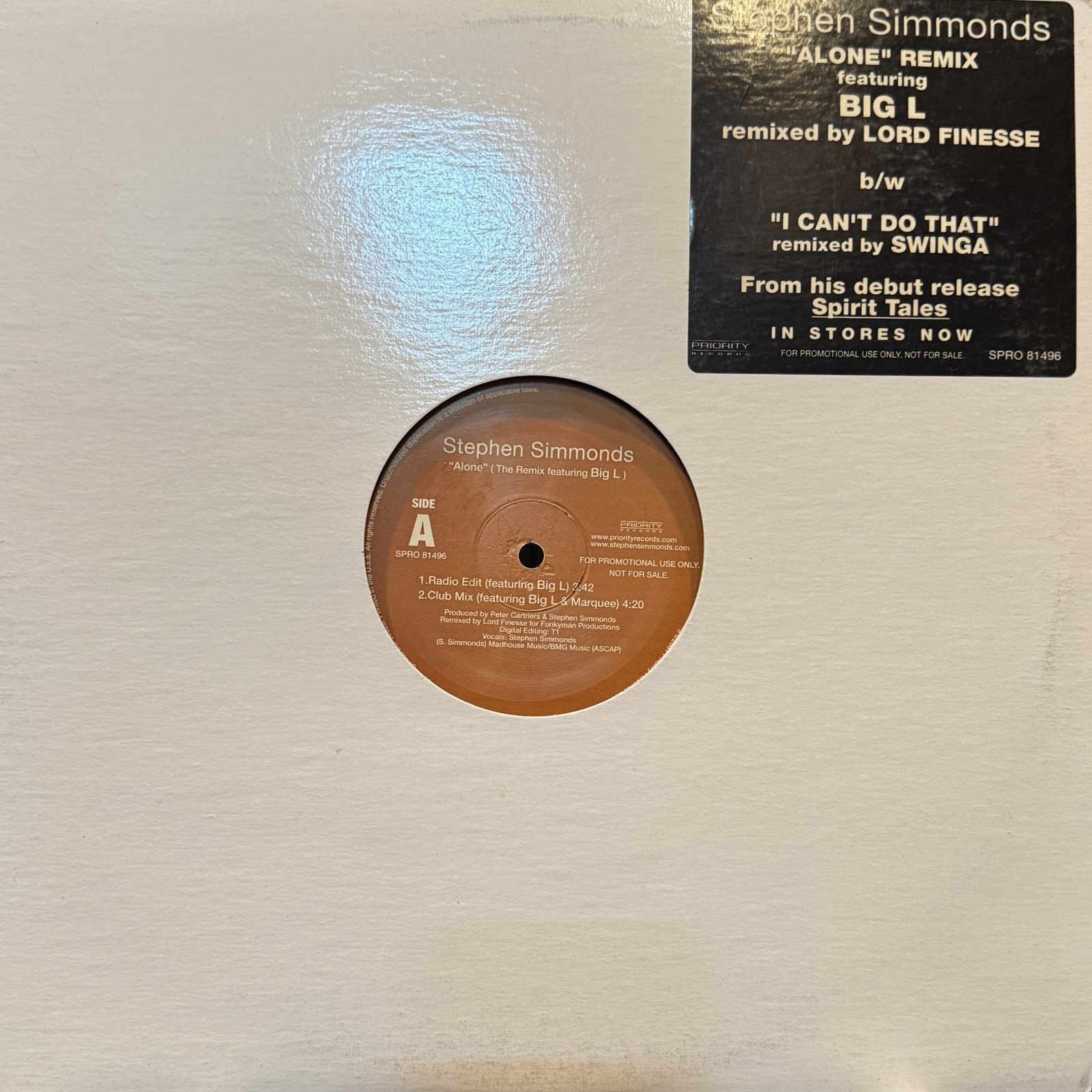 Stephen Simmonds feat. Big L - Alone (Lord Finesse Remix) (12'')